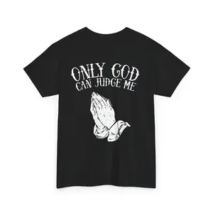 Only God Can Judge Me Shirt | Christian Streetwear Tee | Praying Hands Graphic T-Shirt | Faith-Based Apparel | Vintage Washed Christian Tee
