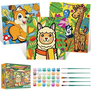 Paint by Numbers for Kids Ages 4-8, Beginner Framed Pre-Printed Acrylic Oil Painting, Includes (8x10, 8x9, 8x8 inch) Framed Canvas, 30 Acrylic Paint Pots, 5 Brushes, Pre-Drawn Canvas