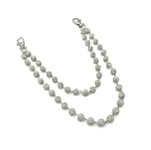 Street Style Unisex Diamond Stone Ball Chain Layered Body Pant Chain Retro One-Size Versatility Jean Chain