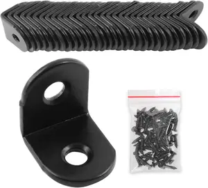 32 count Black Corner Brace L Bracket, 20mm Stainless Steel Right Angle Brackets, Metal Joint Right Angle Bracket for , Furniture, Shelves with Screws (3/4 Inch Black)
