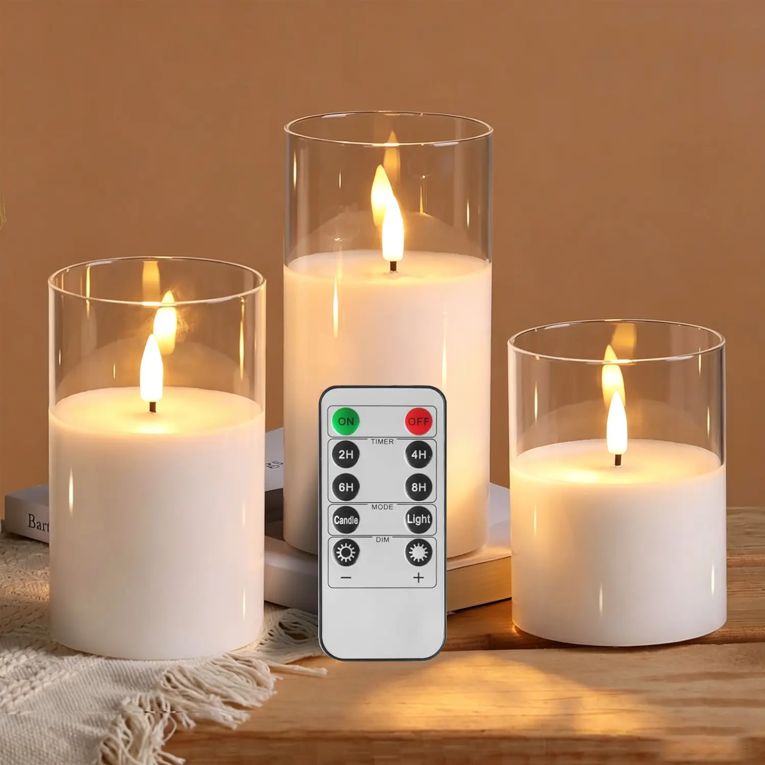 LED Electronic Candle Lights, Cozy Lighting Lights, Decorative Atmosphere Light, Battery-Operated Remote-Controlled LED Candle Set for Home, Wedding and Party Decor Indoor Decorative Light, LED Candle Lamp