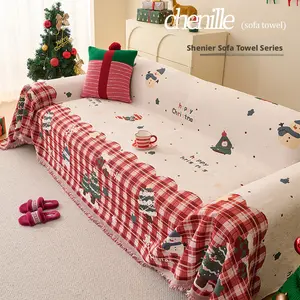 Christmas Sofa Cover New Sofa Cover Festive Atmosphere Sofa Cushion Full Wrap Chenille Sofa Cover Clothfather son blanketrugs for living roomduvet blankets couch cover for sofa couch cover for sofa Washable Sofa Slipcover