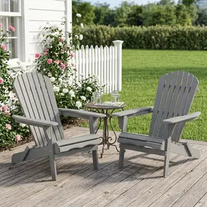 Outdoor Wooden Folding Adirondack Chair Set of 2 with Pre-Assembled BackRest, Wood Patio Chair for Garden Backyard Porch Pool Deck Firepit
