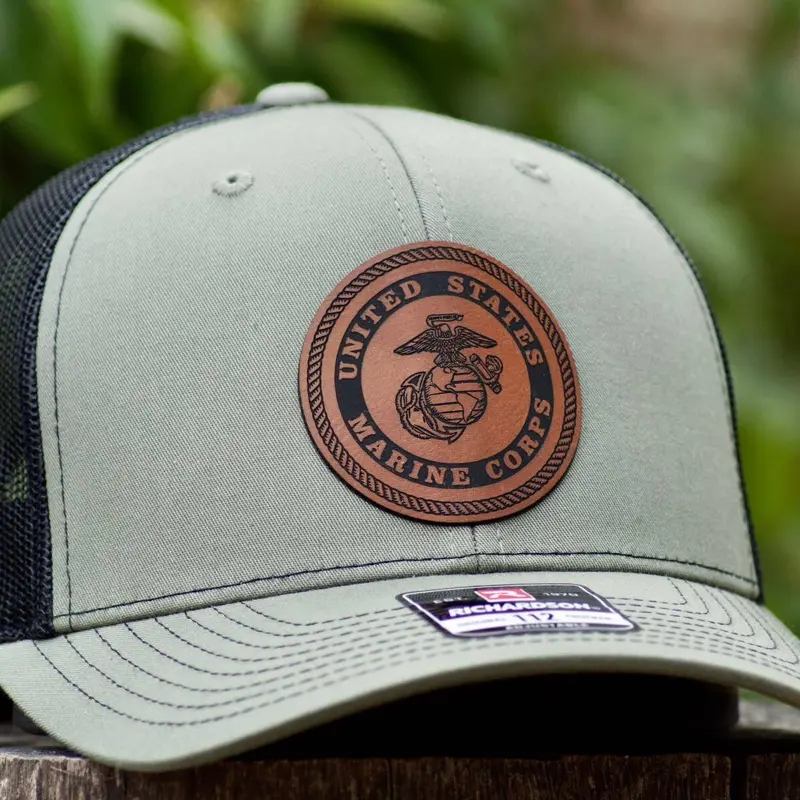 Richardson 112 Baseball Trucker Hat United States Marine Corps Adjustable OD Green