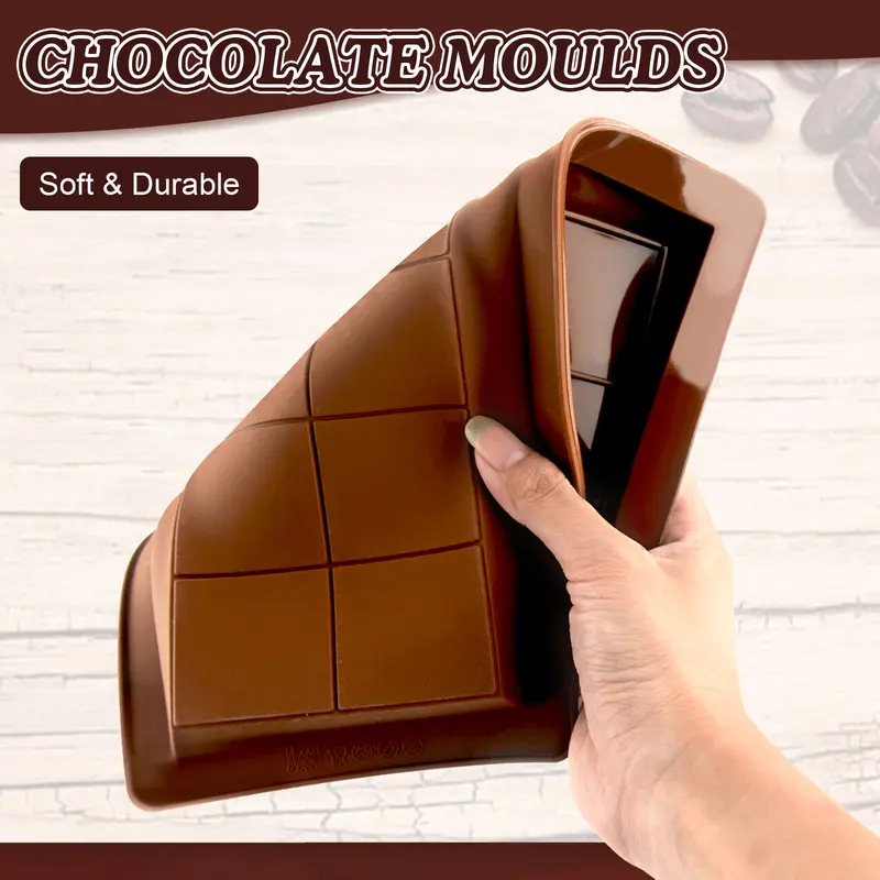 Thick Chocolate Bar Molds 2 Pack – 1-Inch Deep Silicone Molds for Filled & Stuffed Candy Bars, Large Square Chocolate Bar Mold for Pistachios & More, Multi-Use Deep Silicone Mold for Homemade Treats kitchen baking tool Dessert Flexible tiktokshopspringglo