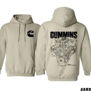 Cummiins Engine Graphic Hoodie for Gearheads & Diesel Lovers, Bold Mechanical Print, Perfect Unisex Pullover for Truck Meets & Garage Wear