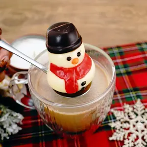 NO BRAND Korean Snowman Hot Chocolate Bomb with Marshmallows - 38g Winter Drink, Christmas Gift, Rich Cocoa Mix