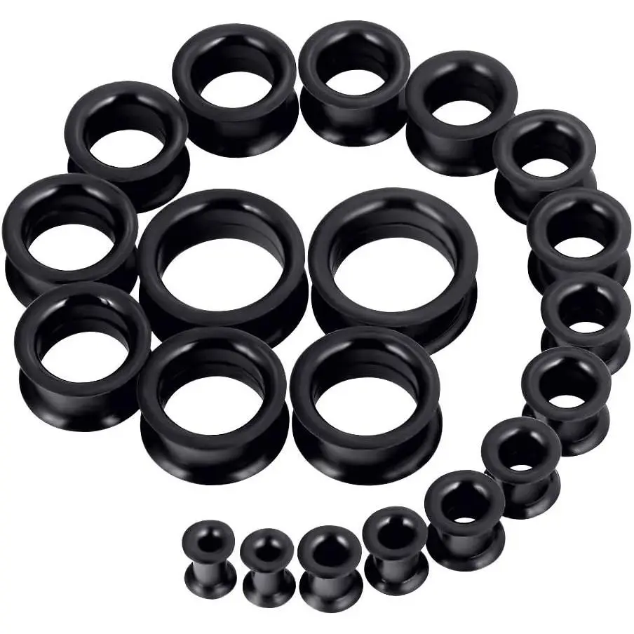 20pcs Flexible Unisex Silicone Ear Stretching Tunnels Kit - Multiple Gauges (2g to 1", 00g, 18mm) Plugs Expander Set with Single Bags, Home Organizer Storage Solution for Birthday, Christmas, Gift On Special Occasions