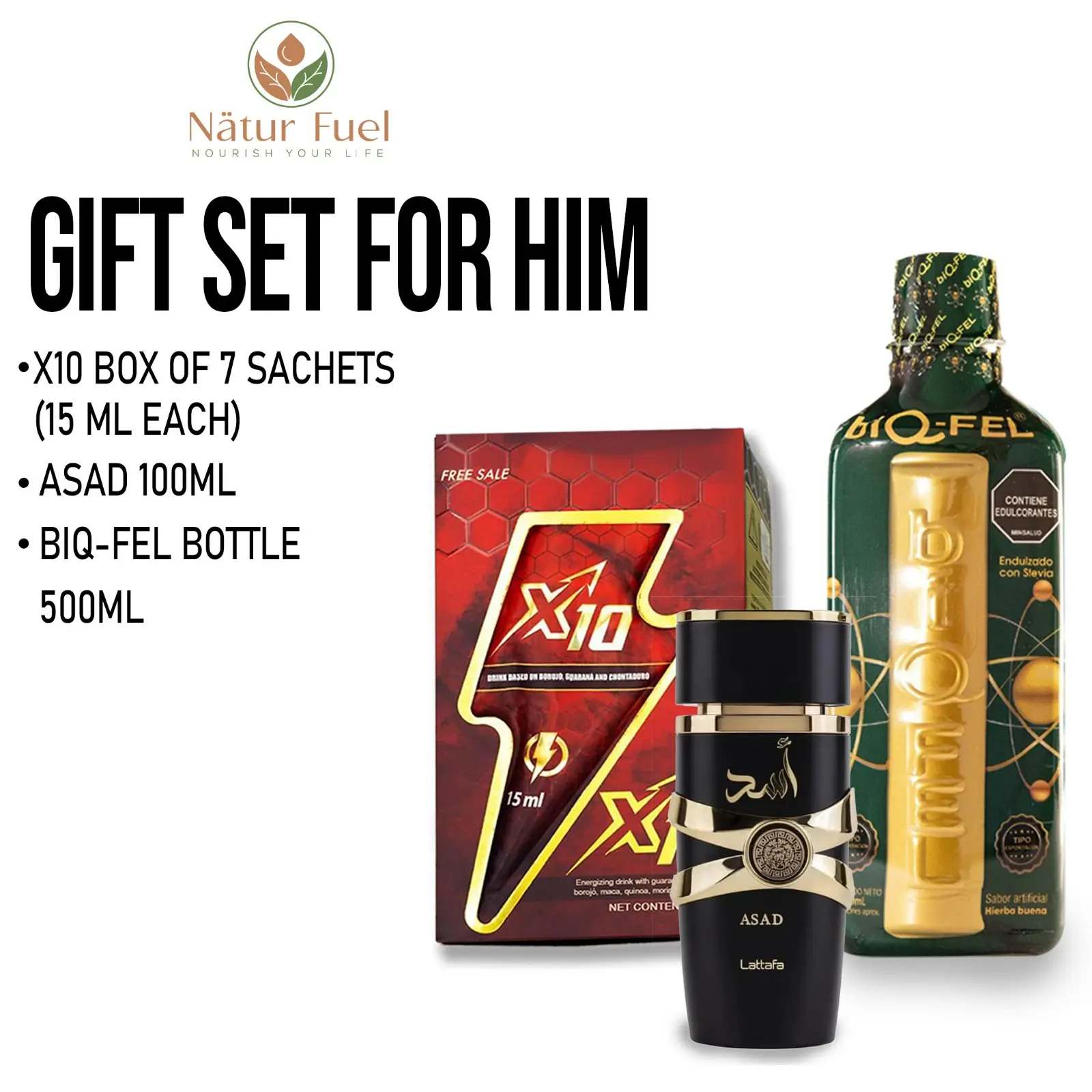 Gift for him: Asad,X10 and Bottle 