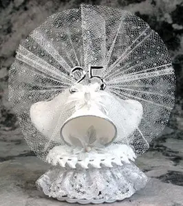 25th Anniversary Sugar Bells D483S, 8 1/2" Cake Top Ornament