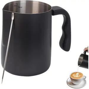 Milk Frothing Pitcher, Steaming Pitchers Stainless Steel Milk/Coffee/Cappuccino/Latte Art Barista Steam Pitchers Milk Jug Cup with Art Pen, 20oz