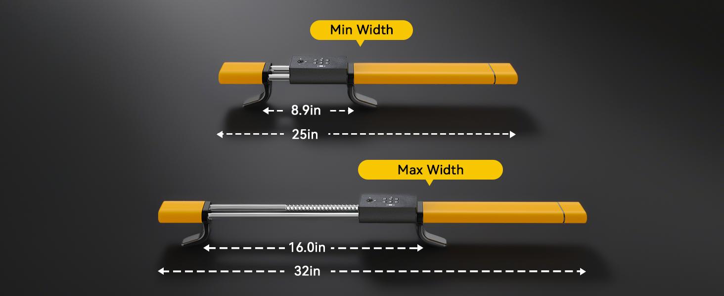 Porbi AI Steering Wheel Lock with Password + IC Card + Keys Unlocking, Heavy-duty Car Anti-theft Device with Incorrect Entry Alarm & Anti-Tamper Alarm, Fits 8.9–16" Truck Van SUV Car Wheels, Yellow