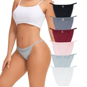 LEVAO Women’s Cotton Bikini Underwear Soft Stretchy Lace Cut-Out Cheeky Panties 6 Pack Minimalist Comfort Fabric S-XL