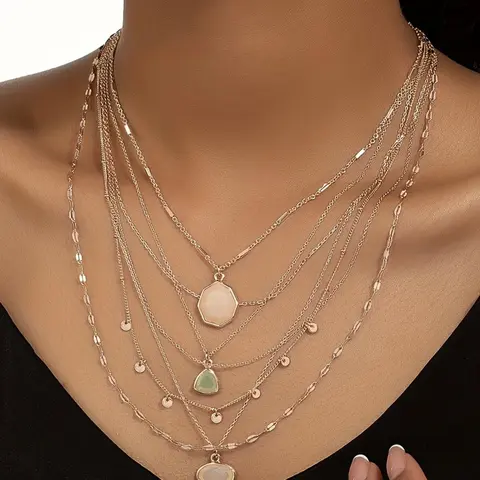 Boho Style Long Multi-layered Chain Necklace, Fashion Jewelry for Party, Daily Clothing Decor, Trendy All-match & Exquisite Jewelry for Birthday Gift, Jewelry Gifts