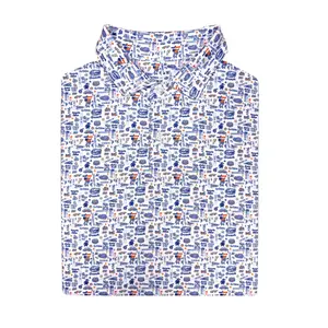 UF 1853 Campus Polo Shirt For Men - Men's Safari Swag Print Polo, Lightweight Stretch Golf Polo, Breathable Casual Country Club Shirt with Allover Pattern