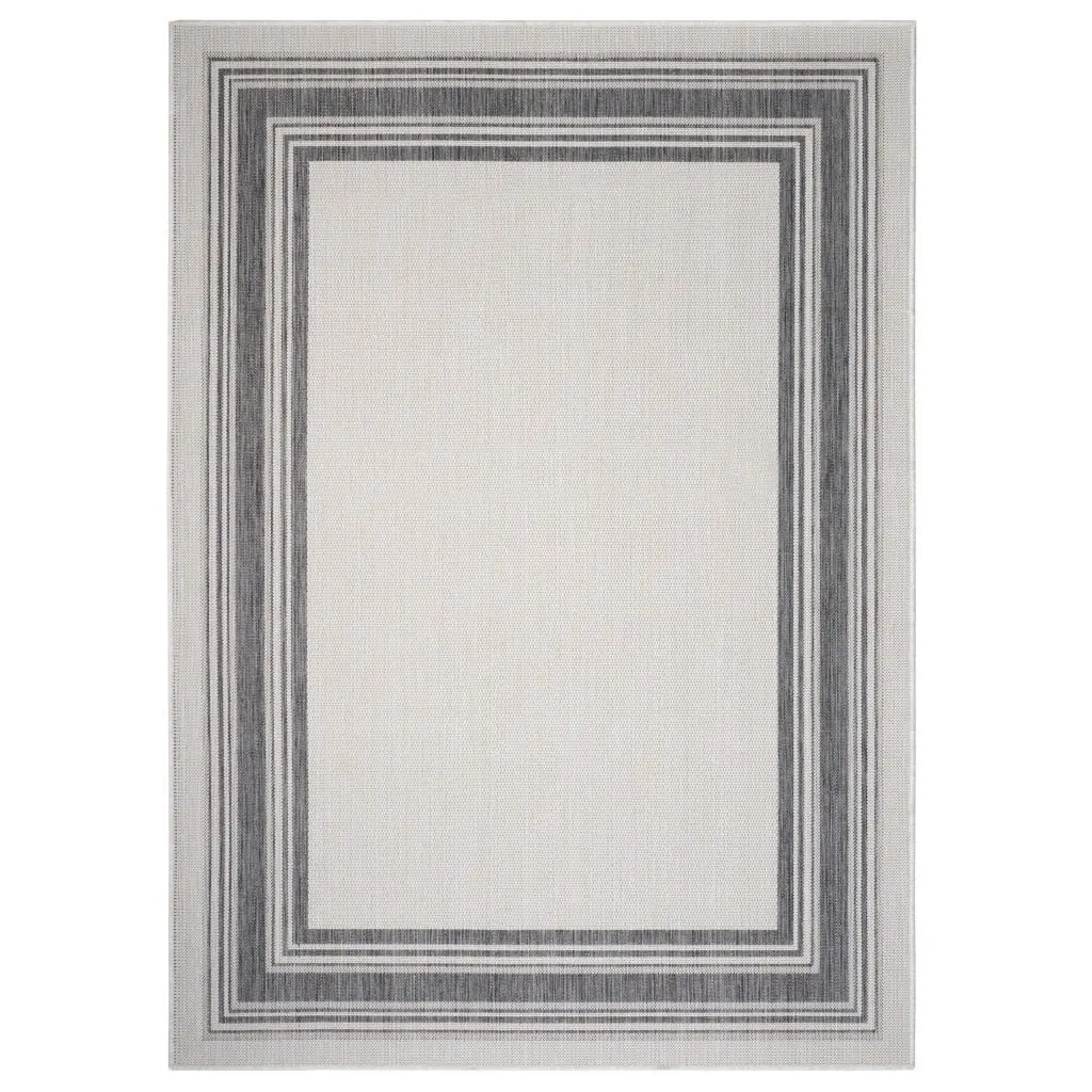 212 MAIN 395836 3' x 5' Rectangle Low Pile Stain Resistant Minimalist Gray Framed Decorative Area Rug, Durable Modern Floor Rug, Indoor-Outdoor Use, Protect Your Floors
