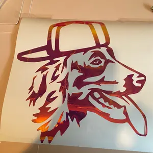 Dog with hat car decal