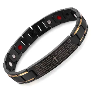 Men's Cross Magnetic Bracelet with Ultra Strength Magnets Adjustable Links Jewelry Box & Sizing Tool for Perfect Fit Elegant Practical Gift