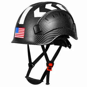 WELTA Safety Helmet, Carbon Fiber Style ABS Hard Hat with Sliding Vents, Hi-Viz Reflective Design, Adjustable Ratchet Fit, ANSI/ISEA Z89.1-2014
