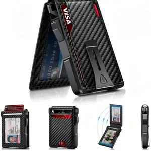[FATHER'S DAY]Zitahli Slim Carbon Fiber Wallet for Men - Minimalist RFID Blocking Bifold, Front Pocket Credit Card Holder with ID Window & Gift Box (Perfect Father's Day Gift)