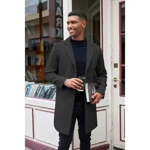 COOFANDY Mens Wool Blend Winter Overcoat - Classic Notched Lapel Single Breasted Design with Pockets