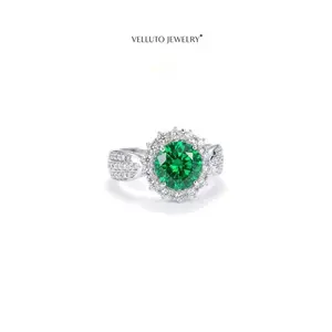 Platinum-Plated Green Moissanite Adjustable Ring, 2.0 Carat Total Weight – Double Refractive Properties, Modern Fashion, Sparkles Like a Diamond