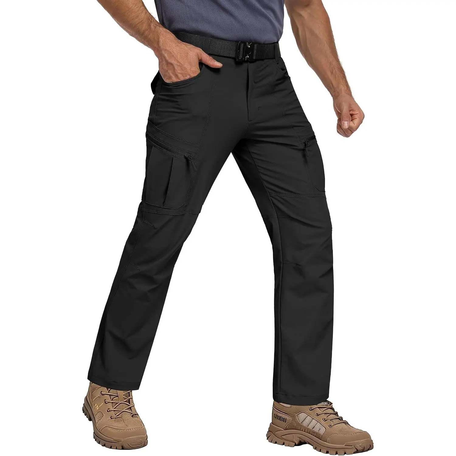 Men's Hiking Pants - Lightweight Nylon Stretch Cargo Work Pants for Menswear Outdoor Use, Waterproof with Pockets