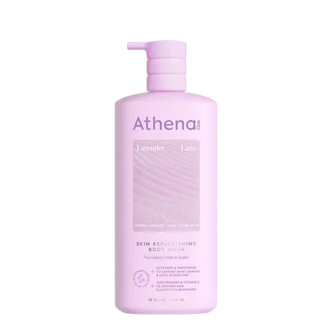 Lavender Latte | Athena Club Skin Replenishing Body Wash | French Lavender, Amber, Tonka Bean | Nourishing Wash with Shea Butter & Avocado Oil for Sensitive Dry Skin