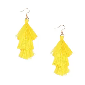 Jewelry Collection Cha Cha Tassel Drop Earrings, Lemon Yellow