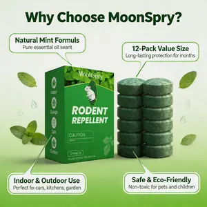 12 Pack Natural Rodent Repellent Balls – Peppermint & Lemon Oil Pest Deterrent for Rats, Mice, Squirrels, Spiders, Indoor & Outdoor Protection