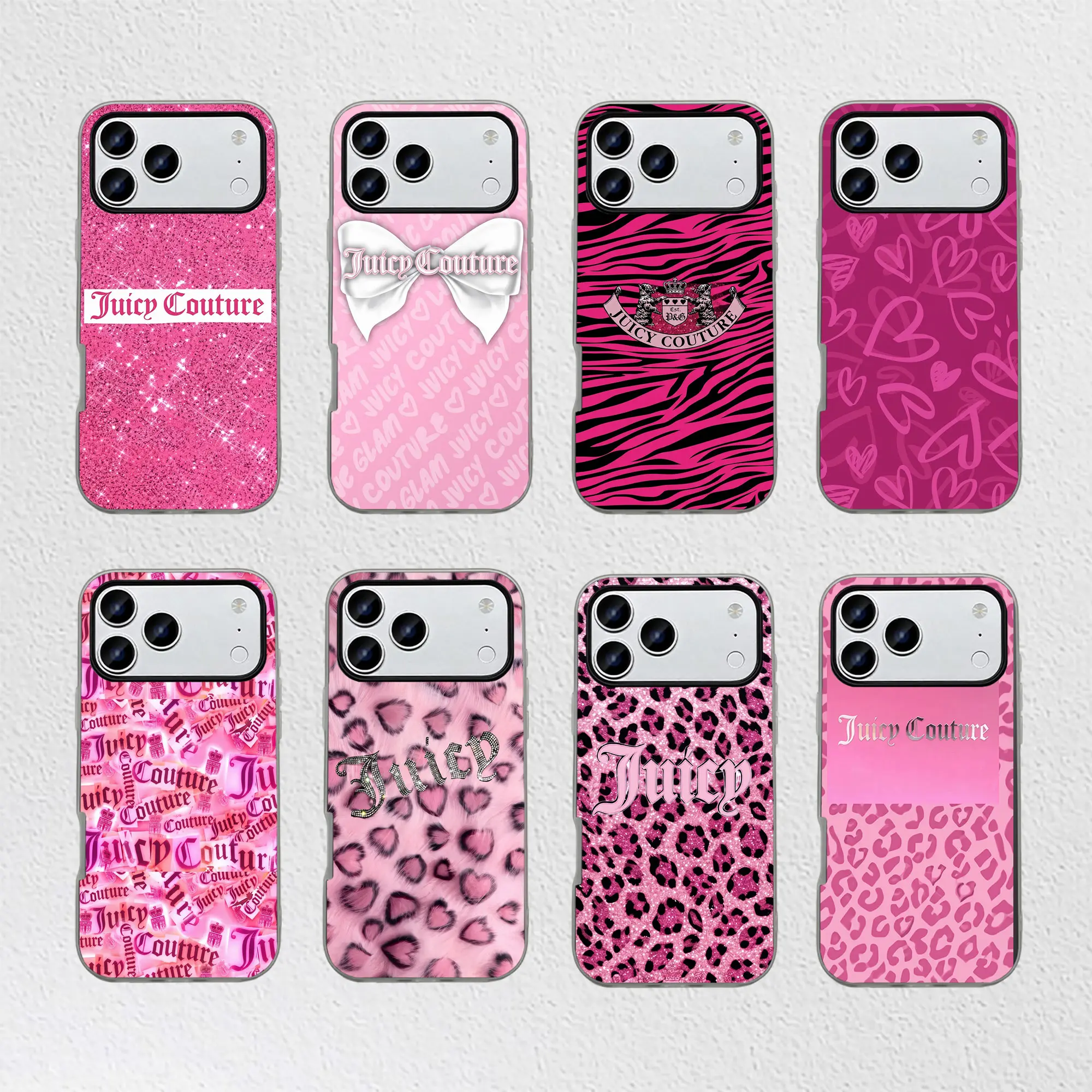 Juicy Couture Y2K Pink Phone Case for iPhone 13 14 15 16 17 Pro Max Series Shockproof Soft TPU Protective Cover Cute Coquette Retro Aesthetic Gift for Women & Girls