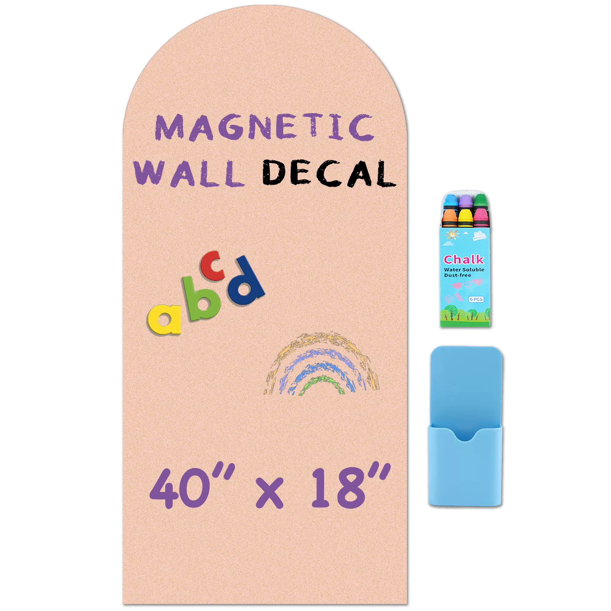 Arch Magnetic Wall Decal - 40" x 18" Matte Finish Chalkboard Sticker for Wall - Magnetic Board for Home