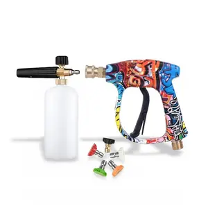 High Pressure Car Wash Gun with 5 Color Nozzles, Fan Shape Column Paint Water Gun Head, Copper Head, Car Wash Sprayer, Car Wash Equipment