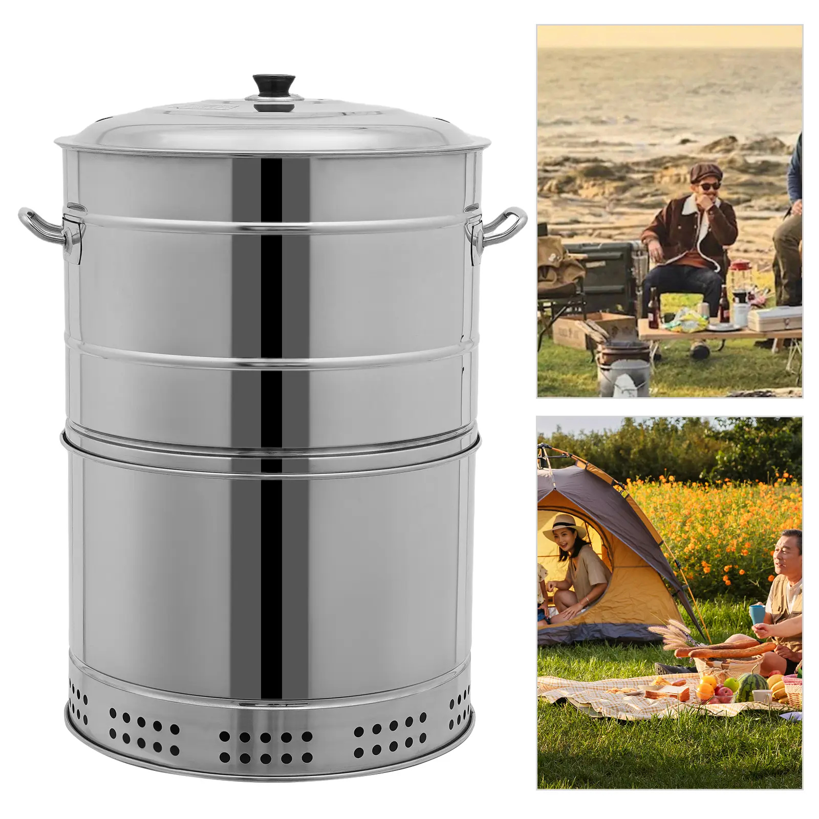 Portable Stainless Steel Tabletop Charcoal Grill Set - Outdoor Cooking Equipment, Grilling Set, Portable BBQs with 50 Skewers & Full Accessories Kit for Camping, Backyard Parties, Beach Days, Bbq Grill Set