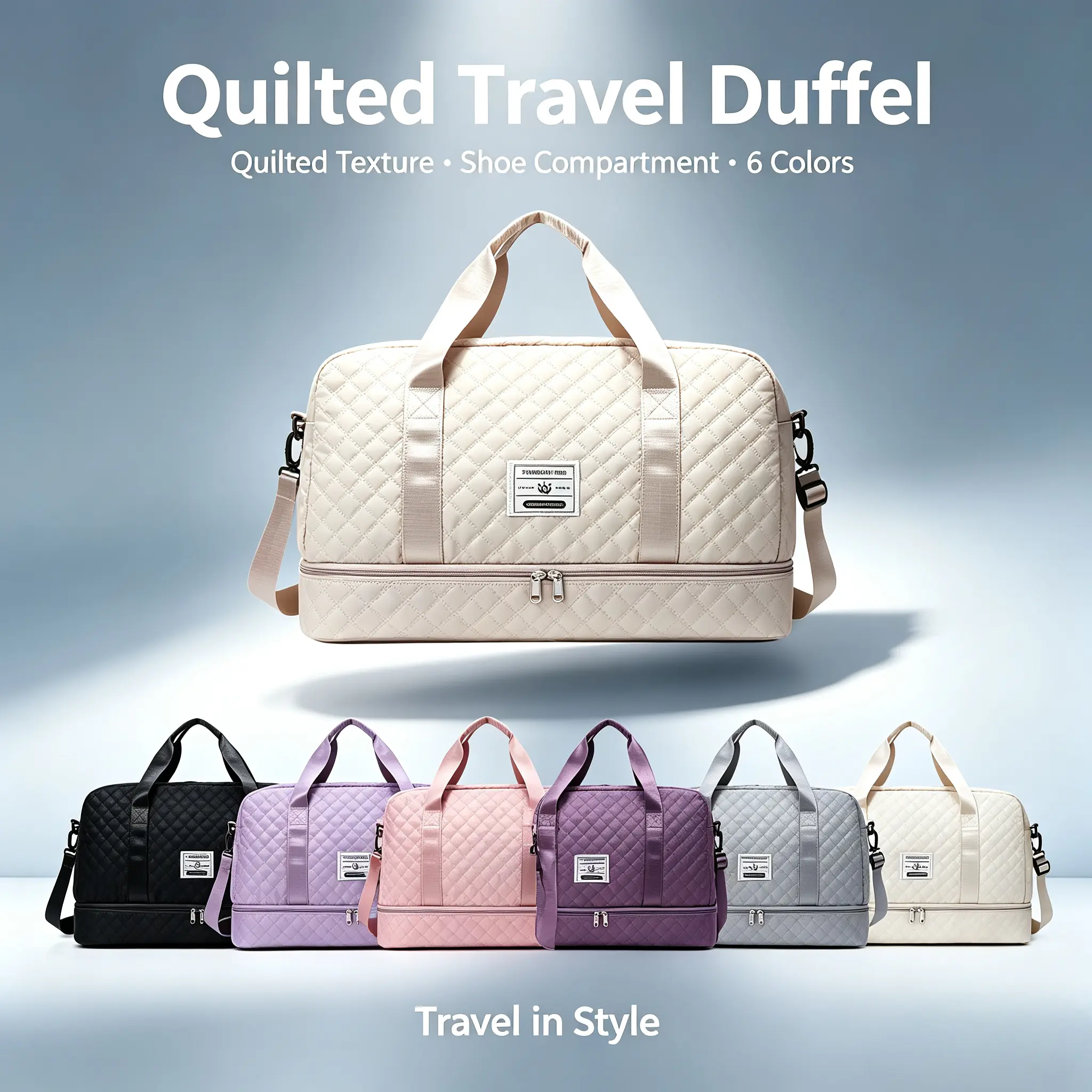Travel Duffle Weekender Bags for Women: Overnight Bag with Shoe Compartment Carry On Bags with Toiletry & Wet Pocket Large Tote Hospital for Women Labor Delivery Beige