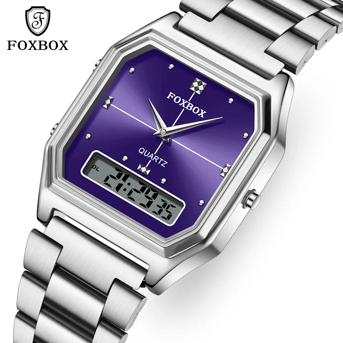FOXBOX Women's Fashionable Watch, Casual Analog Wristwatch with Metal Band and Luminescent Hands, 30M Water Resistance for Everyday Use, Fashionable Quartz Watch, Quartz Movement, 34Mm, Clasp, Hardlex Glass