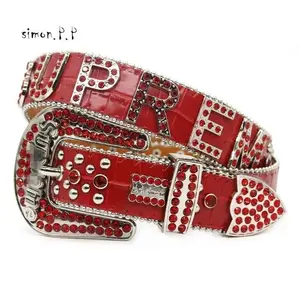 Classics Fashion Belts for Women Designer Mens Bb Simon Rhinestone Belt with Bling Rhinestones As Gift