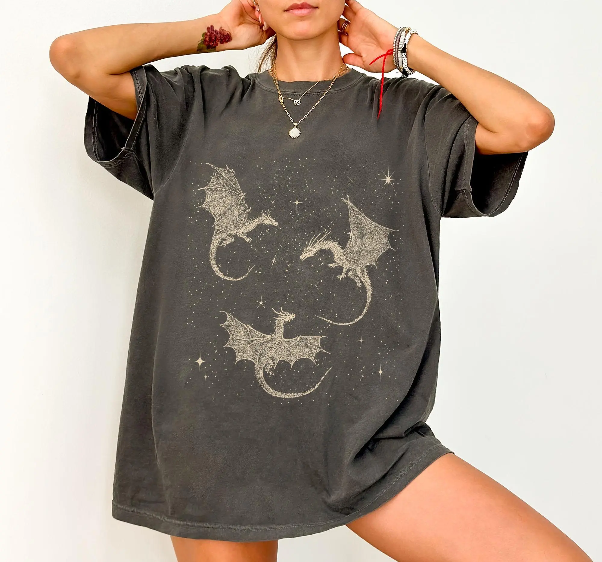 Comfort Colors Flying Dragons Shirt Dragon Fantasy T-shirt Dragon Gift Dragon Lover Gift For Book Reader Oversized Bookish T Shirt