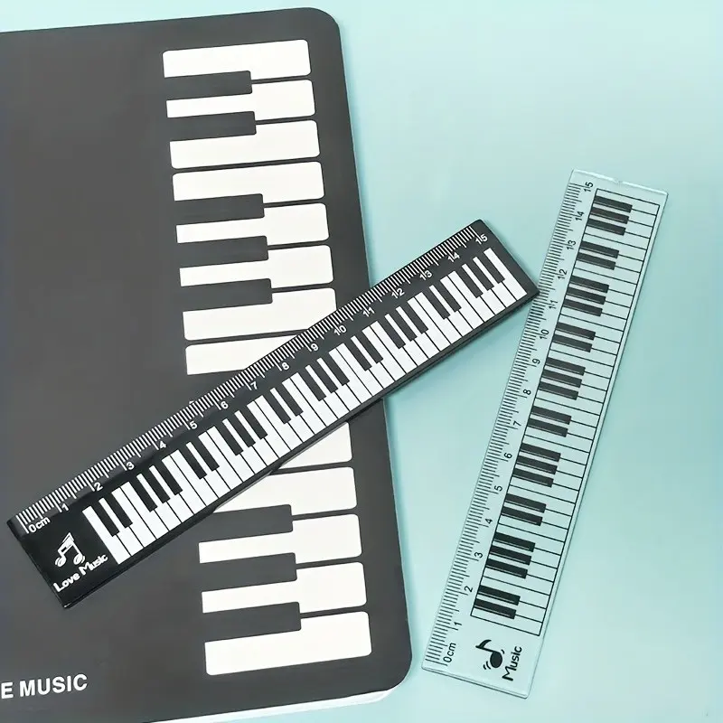 2 Piece Music Ruler Set, Creative Piano Keyboard Ruler, Cute Note Decorative Ruler, Gift for Music Lovers, Home Office Tool, Teacher Award