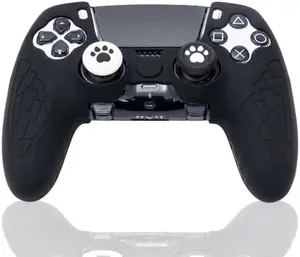 PS5 Dualsense Edge Wireless Controller Skin, Dualsense Edge Wireless Controller Cover Case with Sticker and Thumb Grip Caps - Black