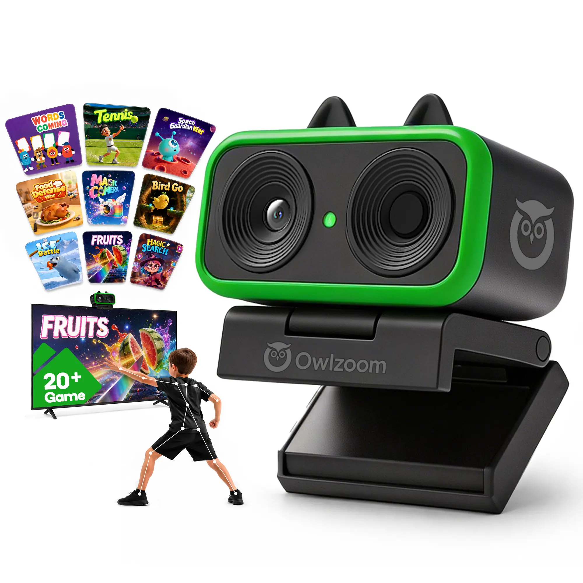 OWLZOOM Motion Gaming Console for TV, Plug & Play Active Video Game System with HDMI Cable, ABS Plastic Body Motion Sensor, No Controller for Kids/Families