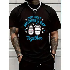 100% Cotton Our First Mother’s Day Together Mom and Son Daughter Costume T-Shirt Unisex Premium Soft Comfort Crew Tee Undershirts Plus Size Oversized T-Shirt
