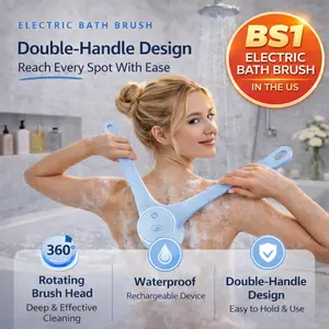 Electric Body Scrubber with 360° Rotating Brush – Waterproof Shower Brush with Dual Handles & 4 Replaceable Heads