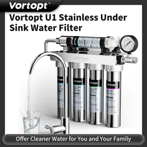 Vortopt Model U1 Stainless Steel Ultrafiltration Water Purifier: 5-Stage Filtration System for Heavy Metal Reduction, Taste & Odor Removal with Real-Time Water Pressure Monitoring