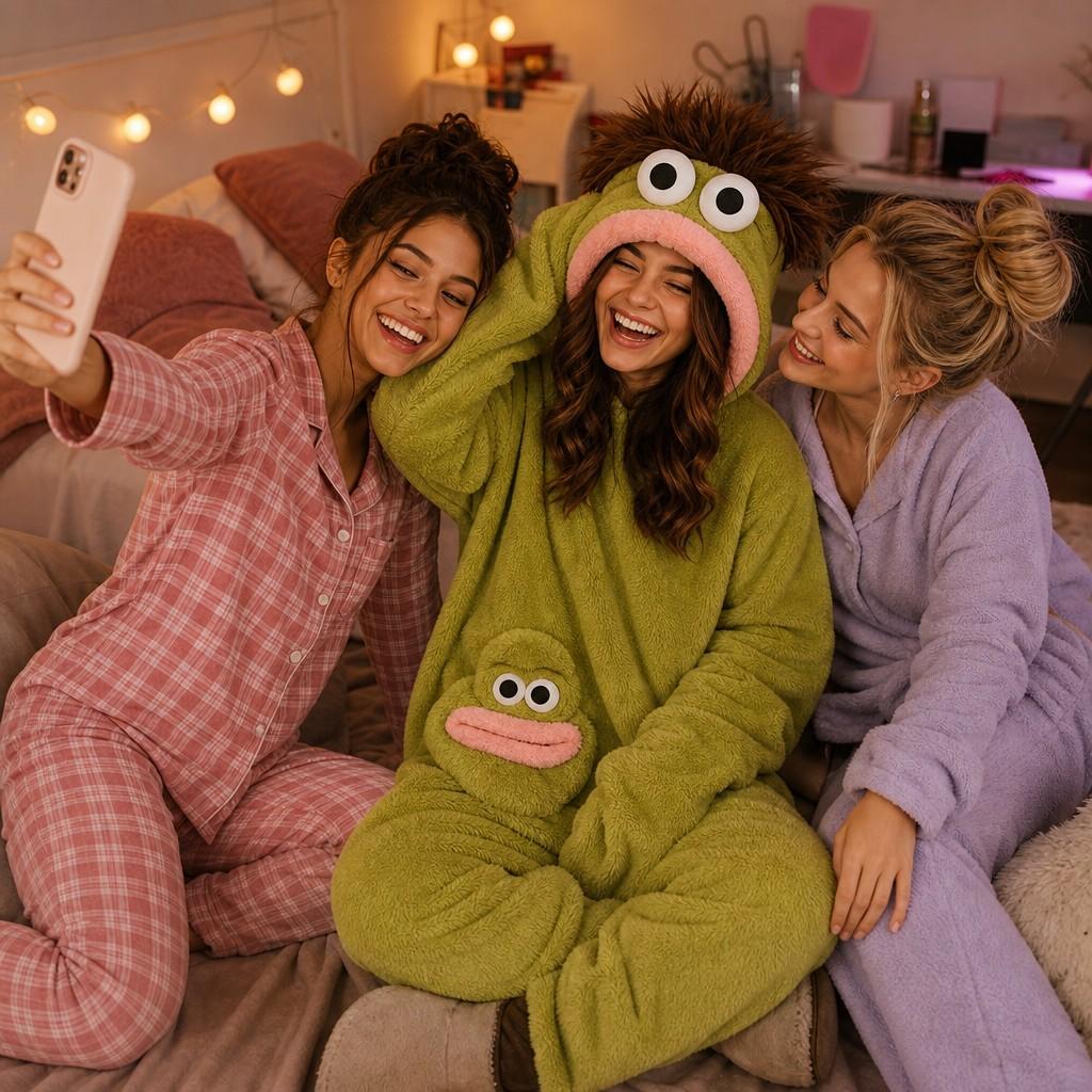 big mouth monster onesie cursed comfort fluffy loungewear for women men oversized one size, high-density upgraded plush costume, full accessory kit includes comb & monster foot covers, unique whimsical gift for halloween cosplay home leisure