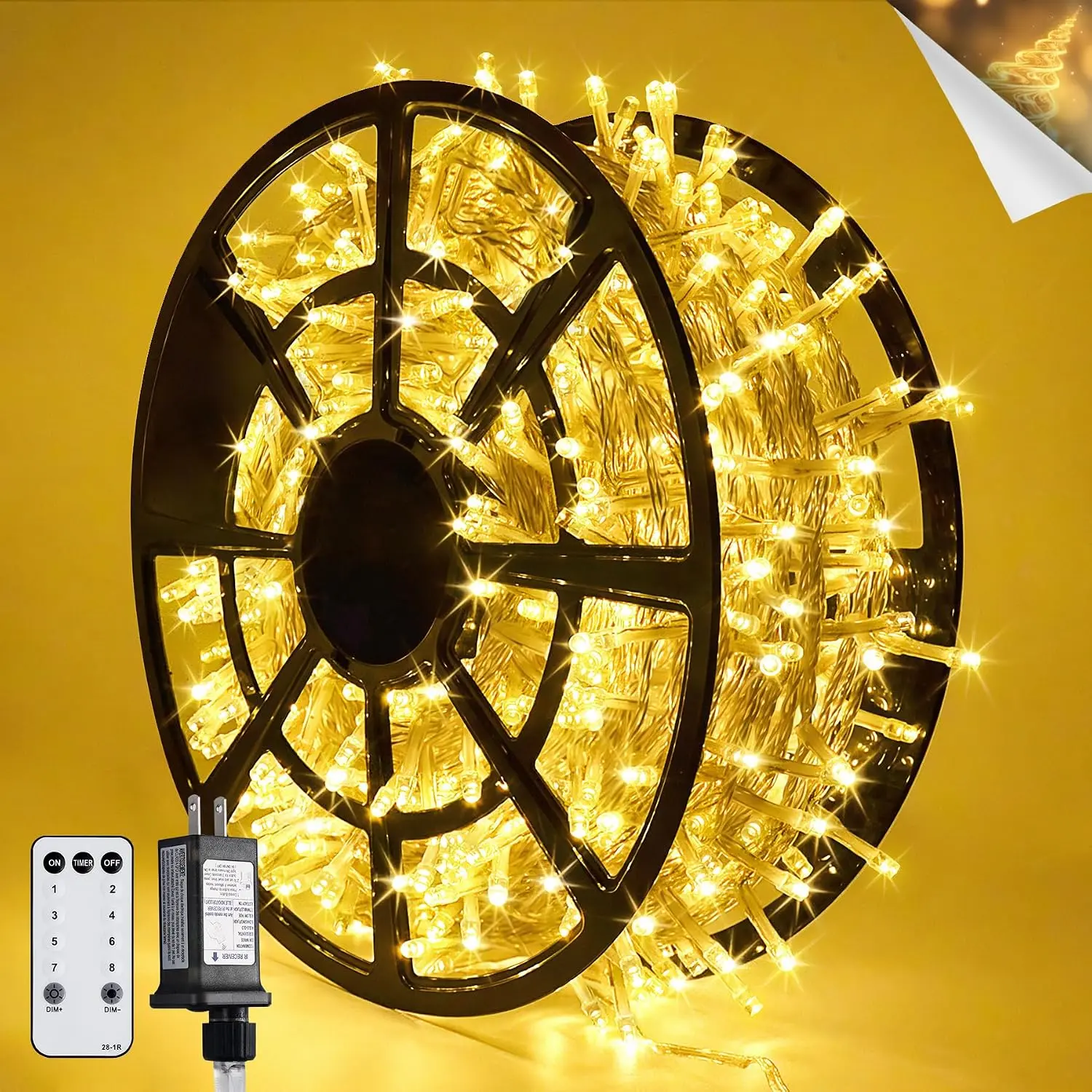 168Ft 600 LED String Lights for Outside, Christmas Lights Outdoor| Indoor Classroom Lights Plug in for Tree Bedroom Patio Wedding Party Holiday Christmas Pergola Decor, Remote, Clear Wire