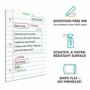 Extra Large Magnetic Whiteboard Notebook Paper, Dual-Magnet Design, Smooth Writing Surface, Wrinkle-Free Finish, Flat Pack Shipping, Ghosting-Free Markers, Ideal for Classroom Educational Arts & Crafts Toy