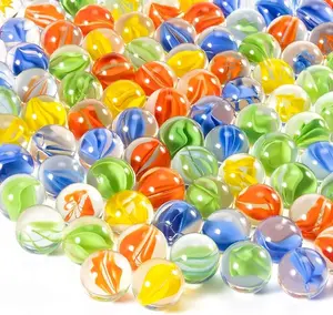 Sukh Glass Marbles - Bulk 100Pcs Cat Eye Mix 4 Colors Medium Sized Thick Marble Decorative Gift Retro Game with 14mm and 16mm for Bounce Game,Chinese Checkers Board Game,Vases,Party Decor