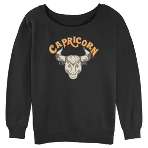 Junior's Women Lost Gods Zodiac Capricorn Art Symbol Sweatshirt