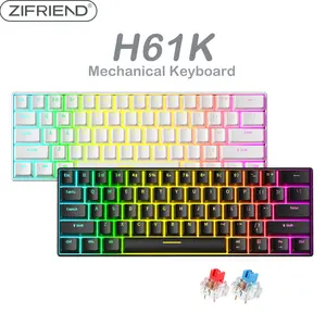Zifriend H61K Portable 60%Mechanical Gaming Keyboard, Rainbow Backlit 61 Key Ultra-Compact Keyboard Hot Swappable, H61K Ergonomic Office/College Student Computer Keyboard for PC, MAC, PS4, Xbox ONE Gamer(Black/White)